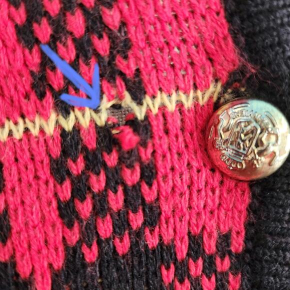 Karen Scott Petites Plaid Wool Blend Cardigan PL Red Black Gold Buttons - Picture 4 of 14